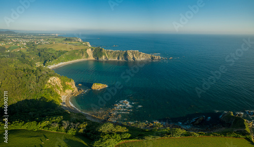 aerial view of the Cantabrian coast, playa del silencio, asturias. Spain photo