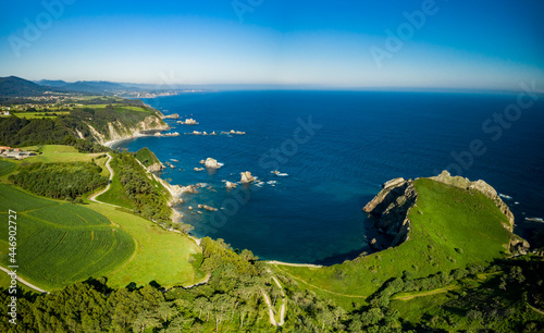 aerial view of the Cantabrian coast, playa del silencio, asturias. Spain