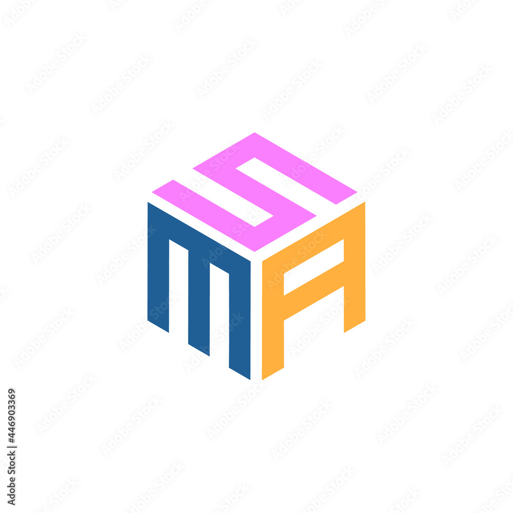 Hexagon logo with the letters SMA design Hexagon logo with the letters SMA design