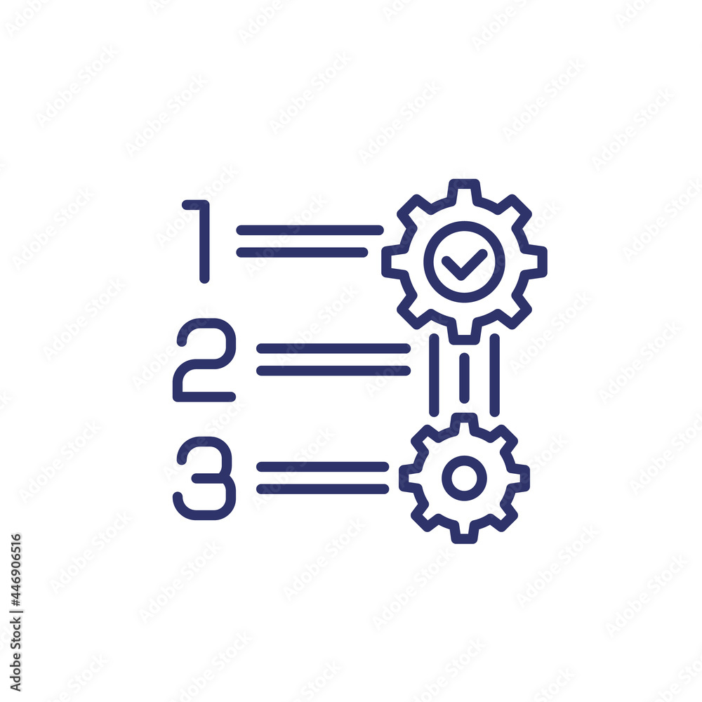 priority, prioritize line icon with gears priority, prioritize line icon with gears