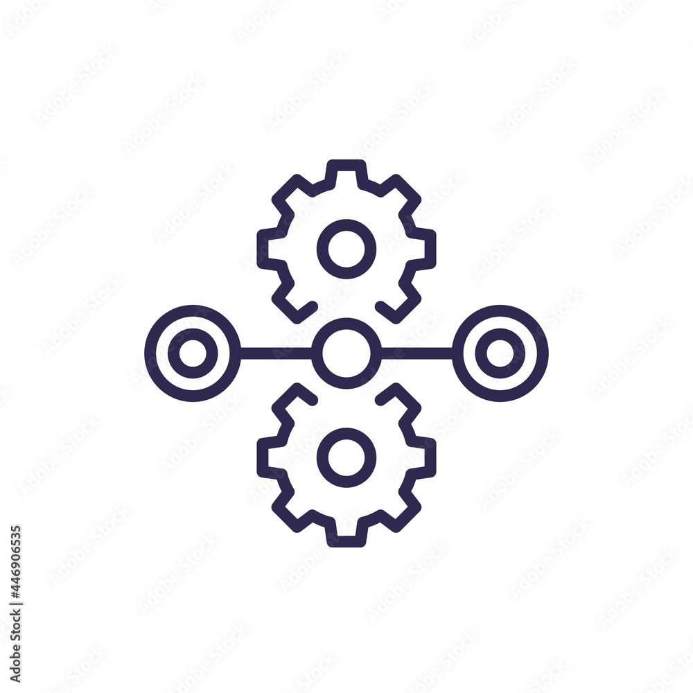 streamline process line icon with gears streamline process line icon with gears