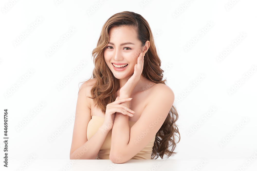 Beautiful young asian woman with clean fresh skin on white background, Face care, Facial treatment, Cosmetology, beauty and spa, Asian women portrait. Beautiful young asian woman with clean fresh skin on white background, Face care, Facial treatment, Cosmetology, beauty and spa, Asian women portrait.