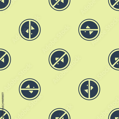 Blue Censored stamp icon isolated seamless pattern on yellow background. Vector