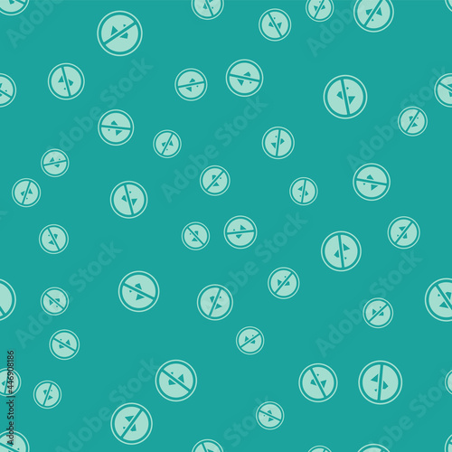 Green Censored stamp icon isolated seamless pattern on green background. Vector