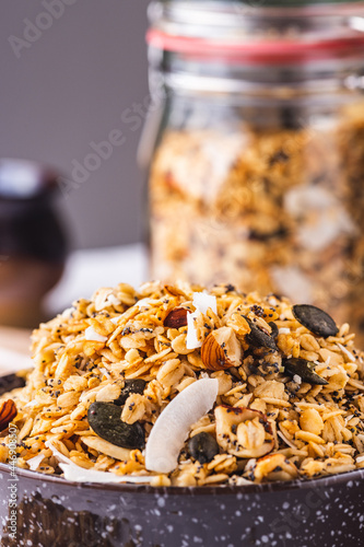 Breakfast with granola and fresh fruit