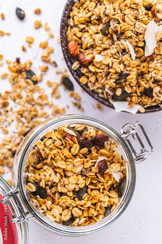 Breakfast with granola and fresh fruit