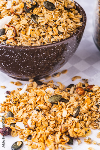 Breakfast with granola and fresh fruit