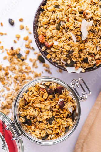 Breakfast with granola and fresh fruit