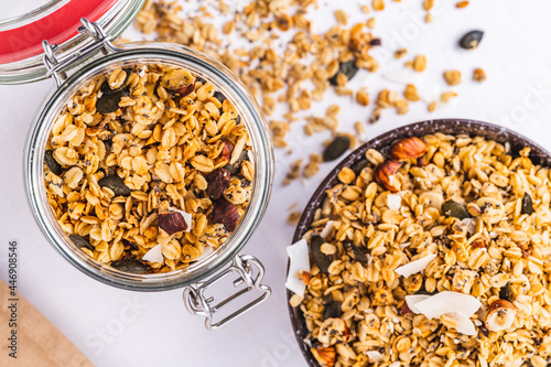Breakfast with granola and fresh fruit