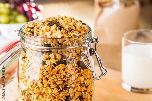 Breakfast with granola and fresh fruit