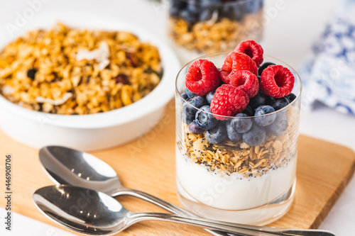 Breakfast with granola and fresh fruit