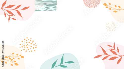 Beautiful pastel social media banner template with minimal abstract organic shapes composition in trendy contemporary collage style  
