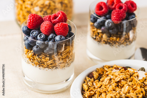 Breakfast with granola and fresh fruit