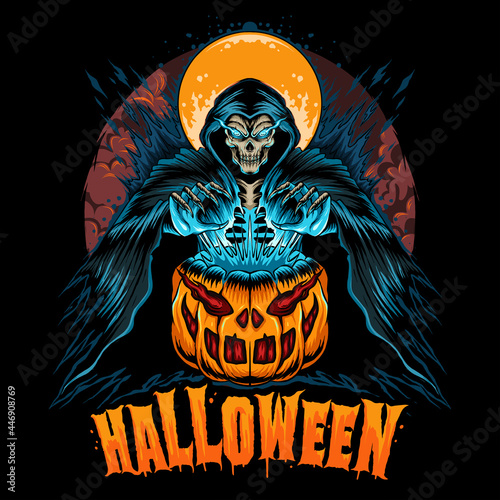 halloween with pumpkin and grim reaper grim reaper looks so cool
