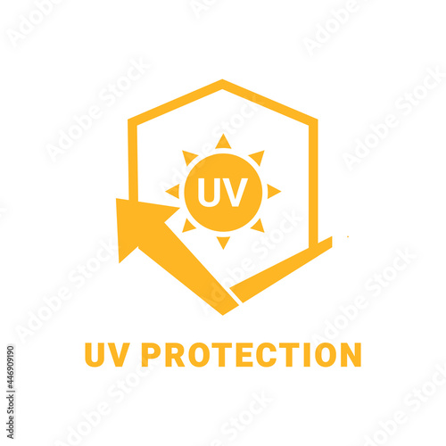 UV protection icon. Sun and shield, reflection. Illustration vector