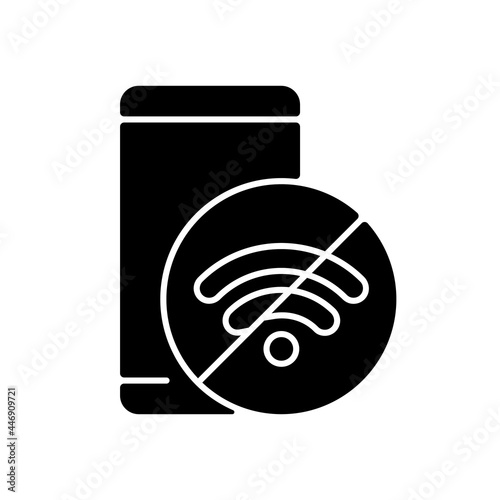 Internet connection issues black glyph icon. Slow wifi sign. Unstable connection issue. Slow internet speed problem. Silhouette symbol on white space. Vector isolated illustration