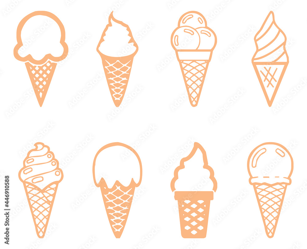 Ice cream icon set for for product promotion and illustration. Ice cream collection