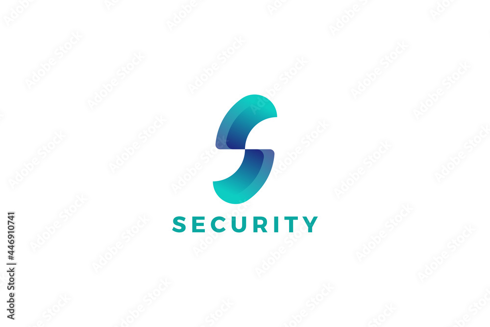 Letter S blue color creative 3d spy security modern technological logo Letter S blue color creative 3d spy security modern technological logo