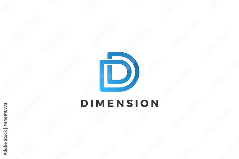 Letter D blue color 3d dimension creative business logo       