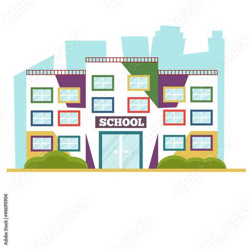 Fototapeta Naklejka Na Ścianę i Meble -  Colorful school building. Flat vector illustration cartoon style