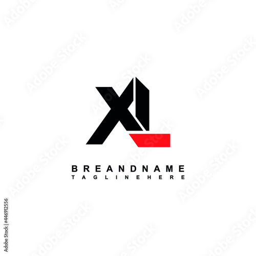 letter XL logo vector design with black and red color