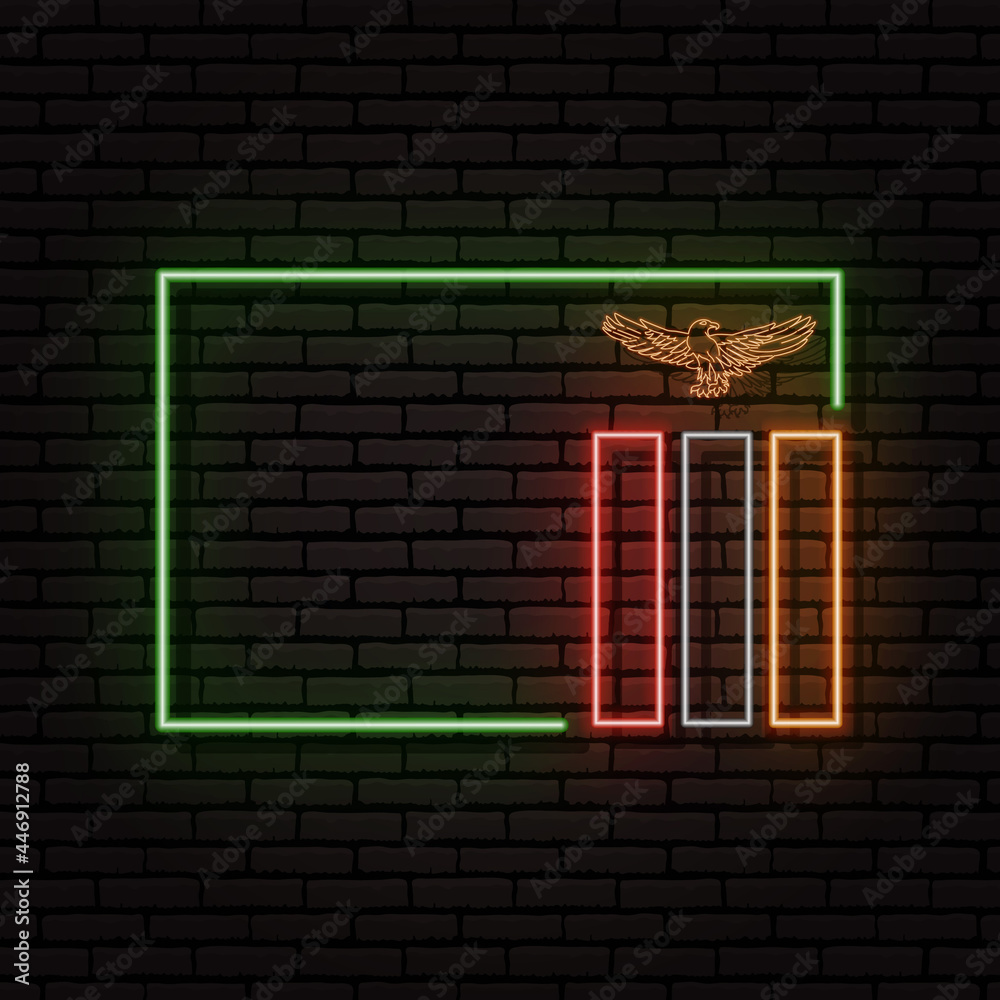 Vecteur Stock Neon sign in the form of the flag of Zambia. Against the