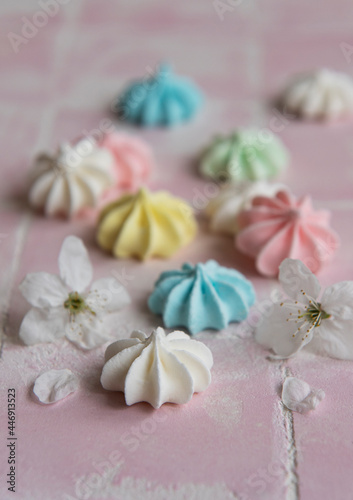 Small colorful meringues