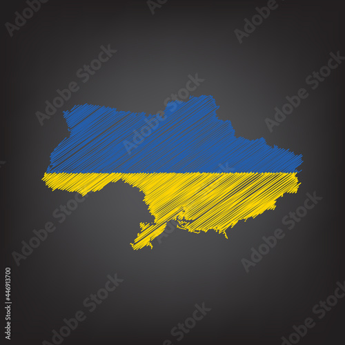 Scribble map of Ukraine. Sketch Country map colors for infographic , brochures and presentations. Vector illustration eps 10.