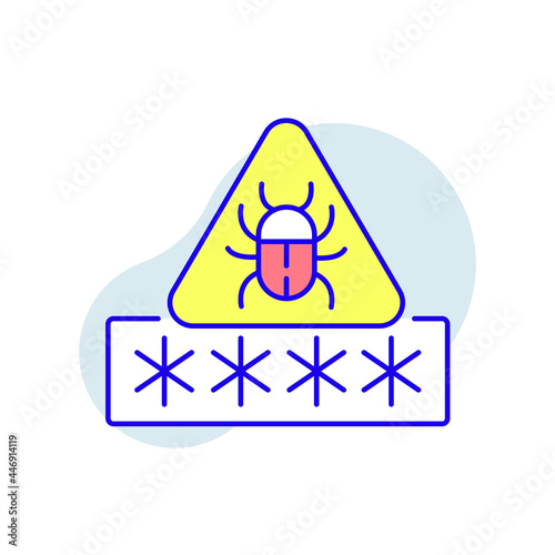 Password hacking RBG color icon. Phishing and spam. Thin line vector illustration.
