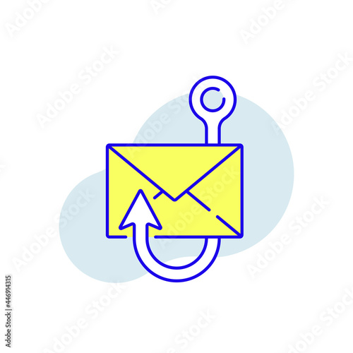 Phishing in message RBG color icon. Spam. Thin line vector illustration.