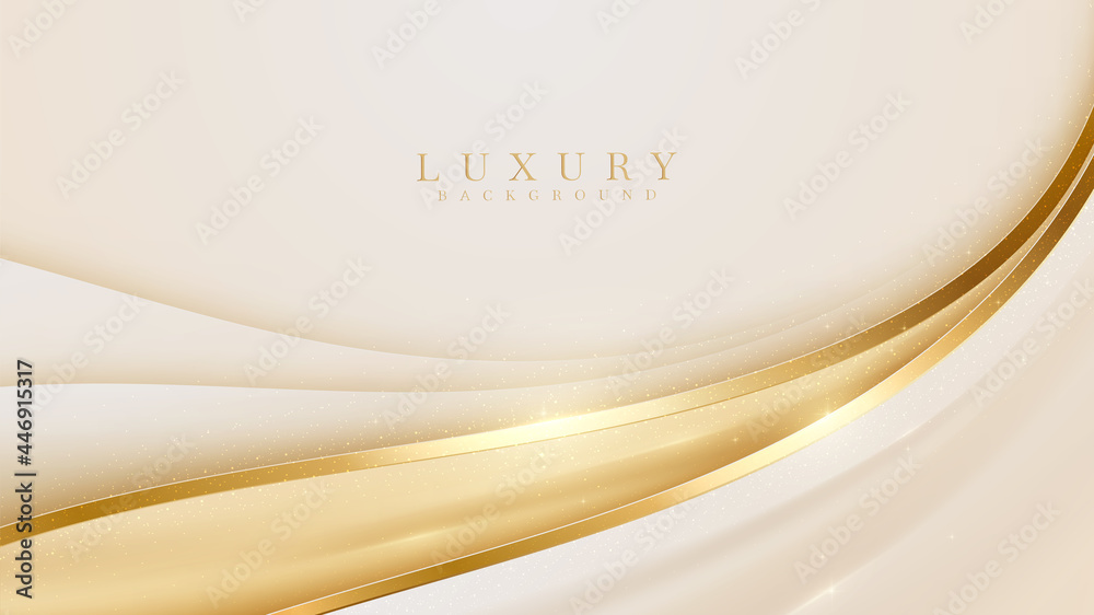 Luxury golden curve line background. Modern cover design. invitation card template concept. Vector illustration. - obrazy, fototapety, plakaty 