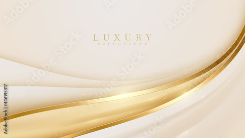Luxury golden curve line background. Modern cover design. invitation card template concept. Vector illustration. © witsanu
