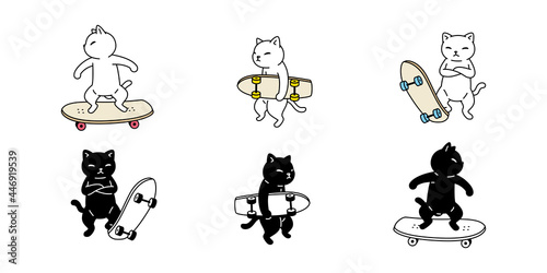 cat vector kitten skateboard calico icon pet surfskate spart breed character cartoon doodle symbol illustratio design