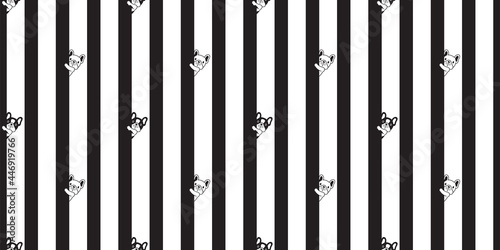 dog seamless pattern french bulldog vector striped footprint paw cartoon repeat wallpaper tile background scarf isolated illustration doodle silhouette design