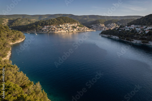 Aerial view of the bay in Pucisca on island Brac, Croatia © tynrud