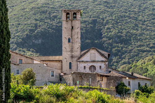 View of the Monastery and Church of San Ponziano, surrounded by nature, Spoleto, Italy photo