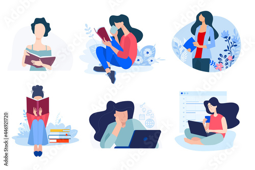 Back to school. Flat design concepts of education, e-learning, school, online courses and training. Vector illustrations for website banner, marketing material, presentation template, online ads.