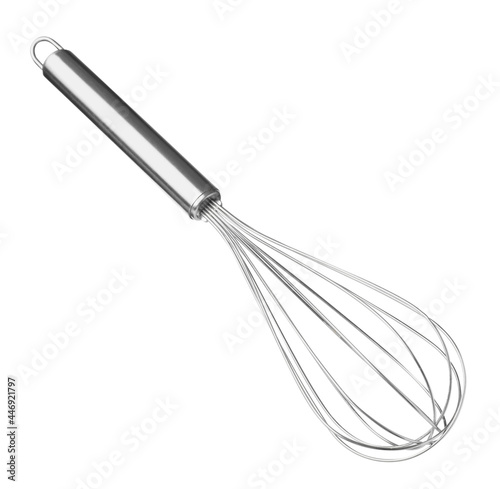 New metal balloon whisk isolated on white © New Africa