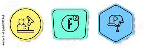 Set line Crime news, Create account and War journalist. Colored shapes. Vector