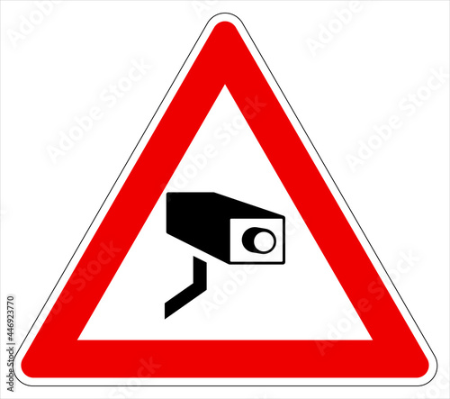 CCTV security camera in red triangle icon