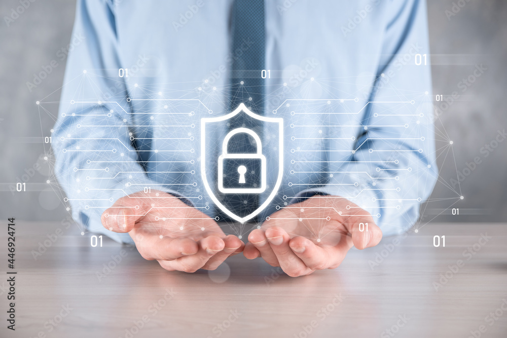 Business man hiold, use,press infographic icon of community technology ...