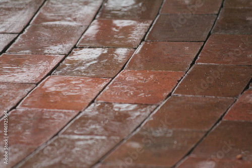 Pflastersteine im Regen