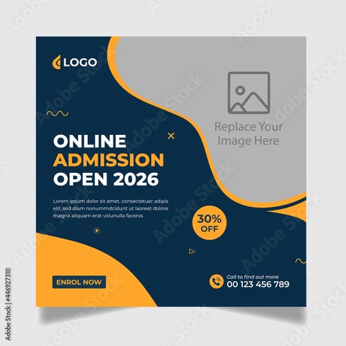 School Admission Social Media Post Design, Back to School Social Media Post Template