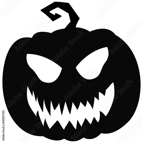 Cutting pumpkin. Vector black silhouette Jack.