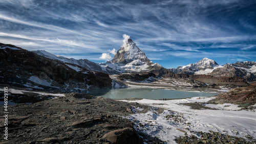 Switzerland landscape with snow and mountains