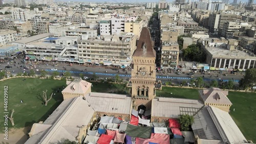 Empress Market Drone Shots Saddar Karachi, Sindh, Pakistan, near India and Bangladesh in Asia.
