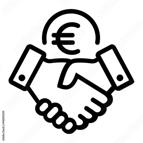 Euro Business Deal or Partnership handshake Icon
