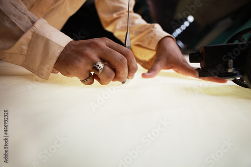 Textile Mill - Weaving Crisscross Pattern on Fabric photo