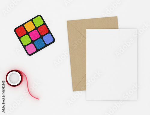 Flat lay Greeting Card Mock-up Photo