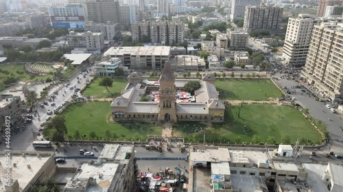 Empress Market Drone Shots Saddar Karachi, Sindh, Pakistan, near India and Bangladesh in Asia.